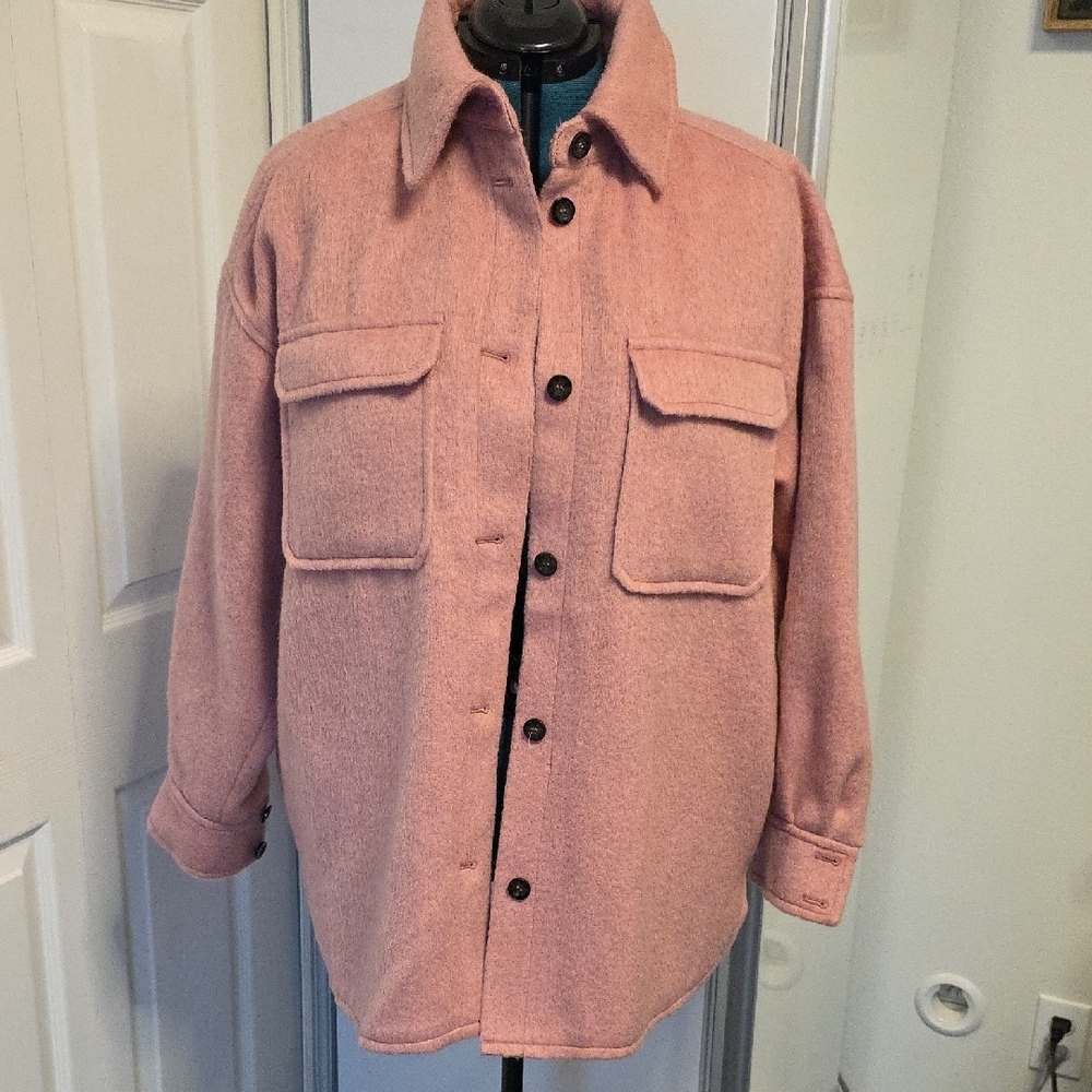 H&M Pink Button-Up Shacket Oversized L